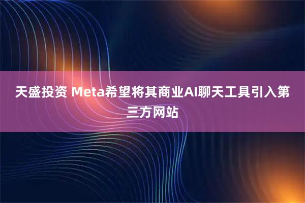 天盛投资 Meta希望将其商业AI聊天工具引入第三方网站