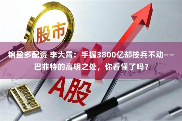 锦盈多配资 李大霄：手握3800亿却按兵不动——巴菲特的高明之处，你看懂了吗？